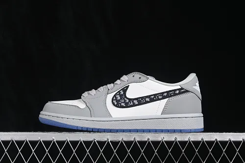 All categories Air Jordan Jordan series basketball shoes Air Jordan 1 Low Dior x Air Jordan 1 Low AJ1 Joe 1 Dior joint white gray low top CN8608-002